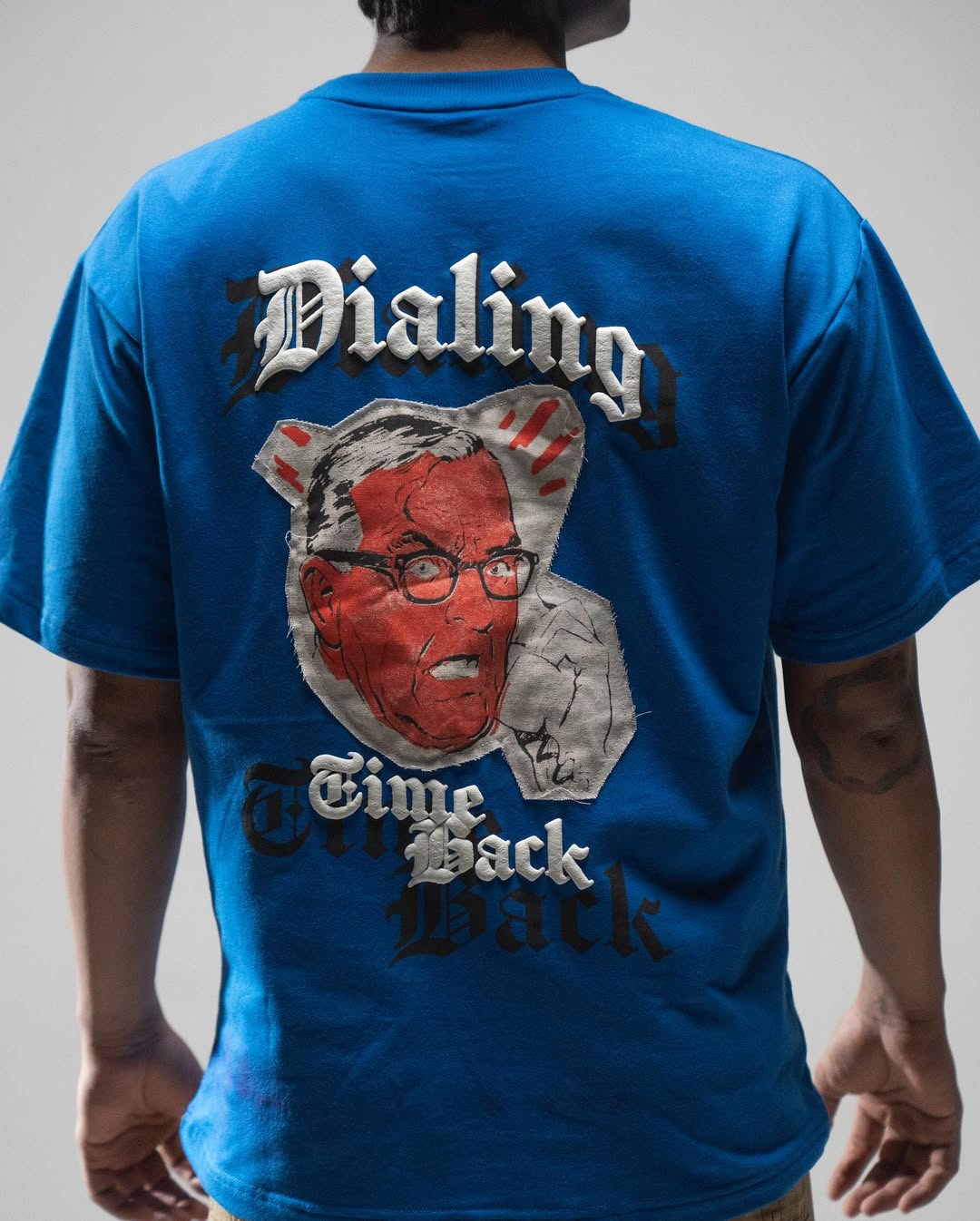BLUE PATCHWORK T-SHIRT