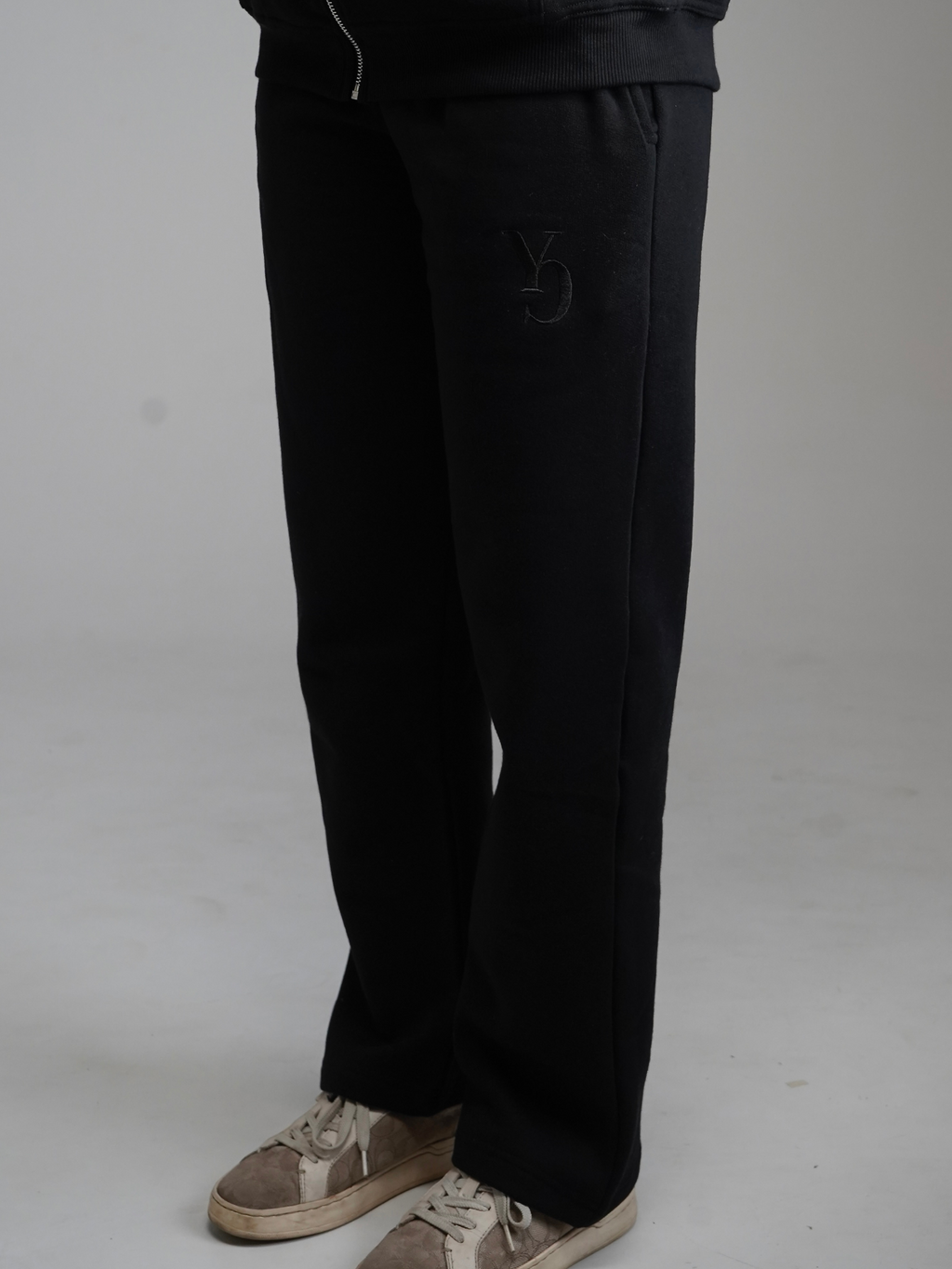 WIDE SWEAT PANTS - BLACK