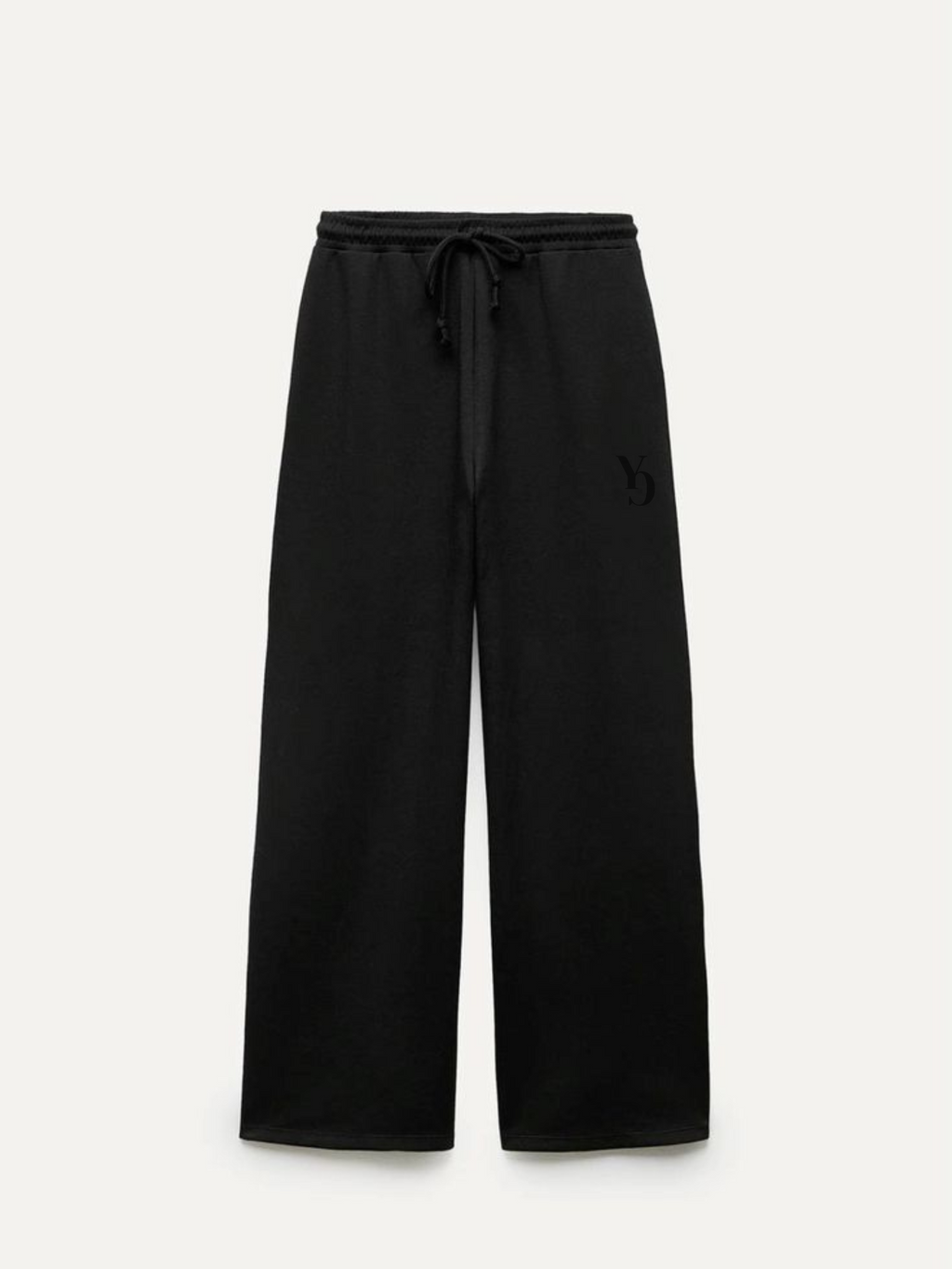 WIDE SWEAT PANTS - BLACK