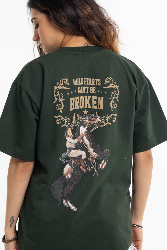 WILD HEARTS T-SHIRT - OLIVE GREEN