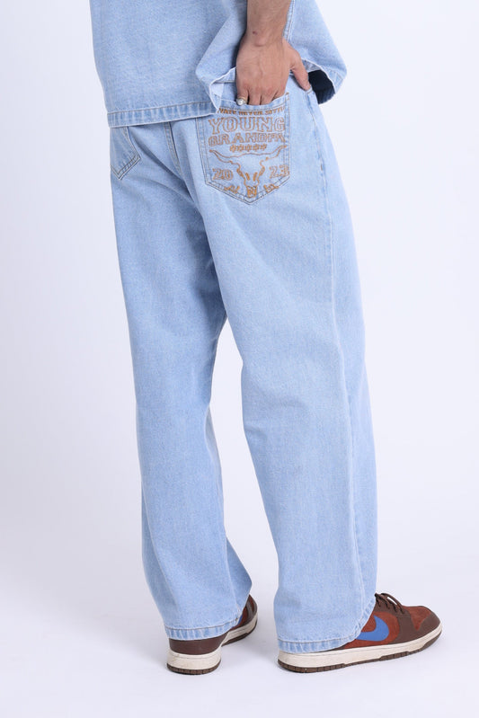 WIDE-LEG DENIM PANTS