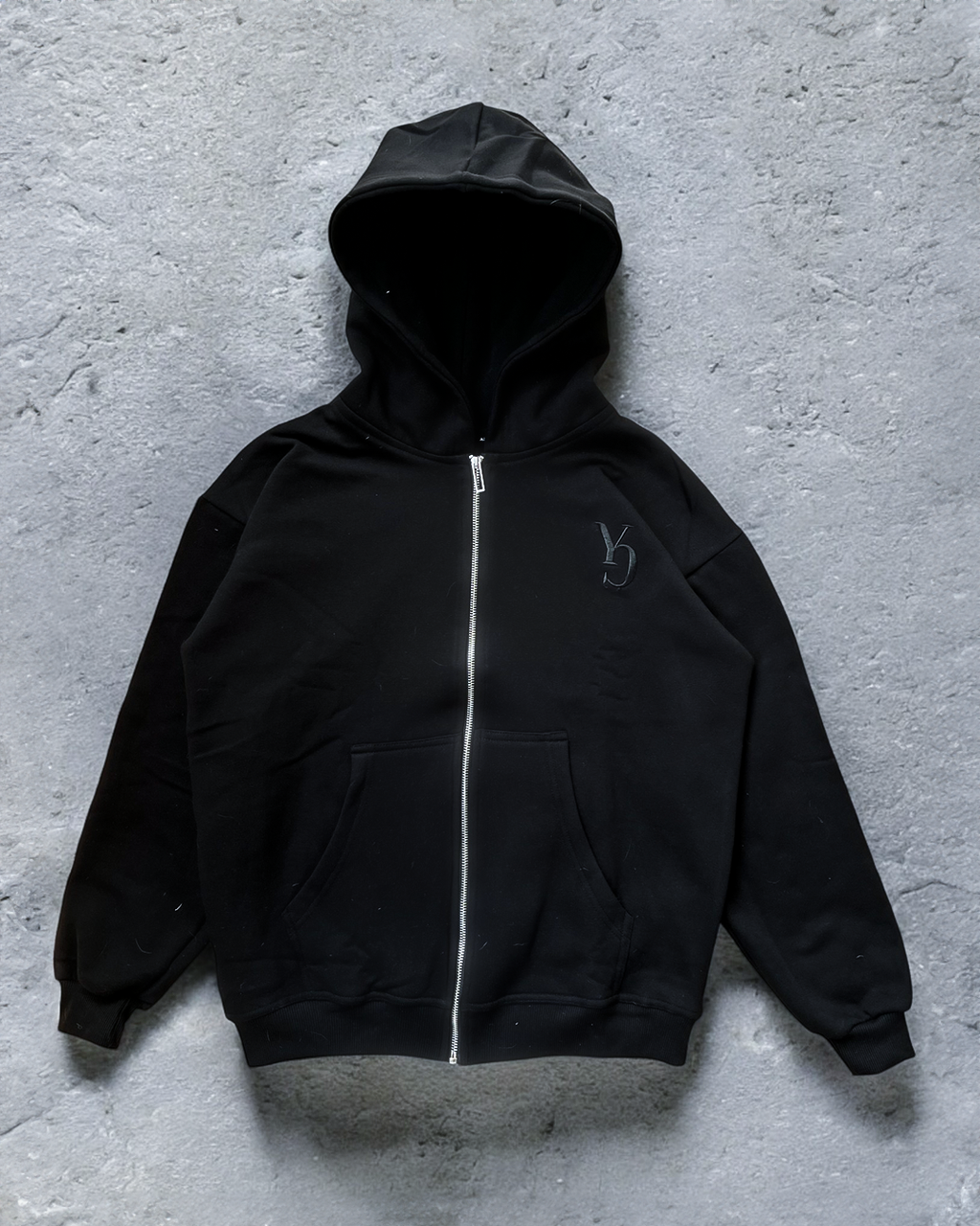 ZIPPER HOODIE - BLACK